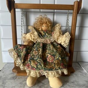 Vintage Country Girl Doll Figurine Tea Dyed Shelf Sitter